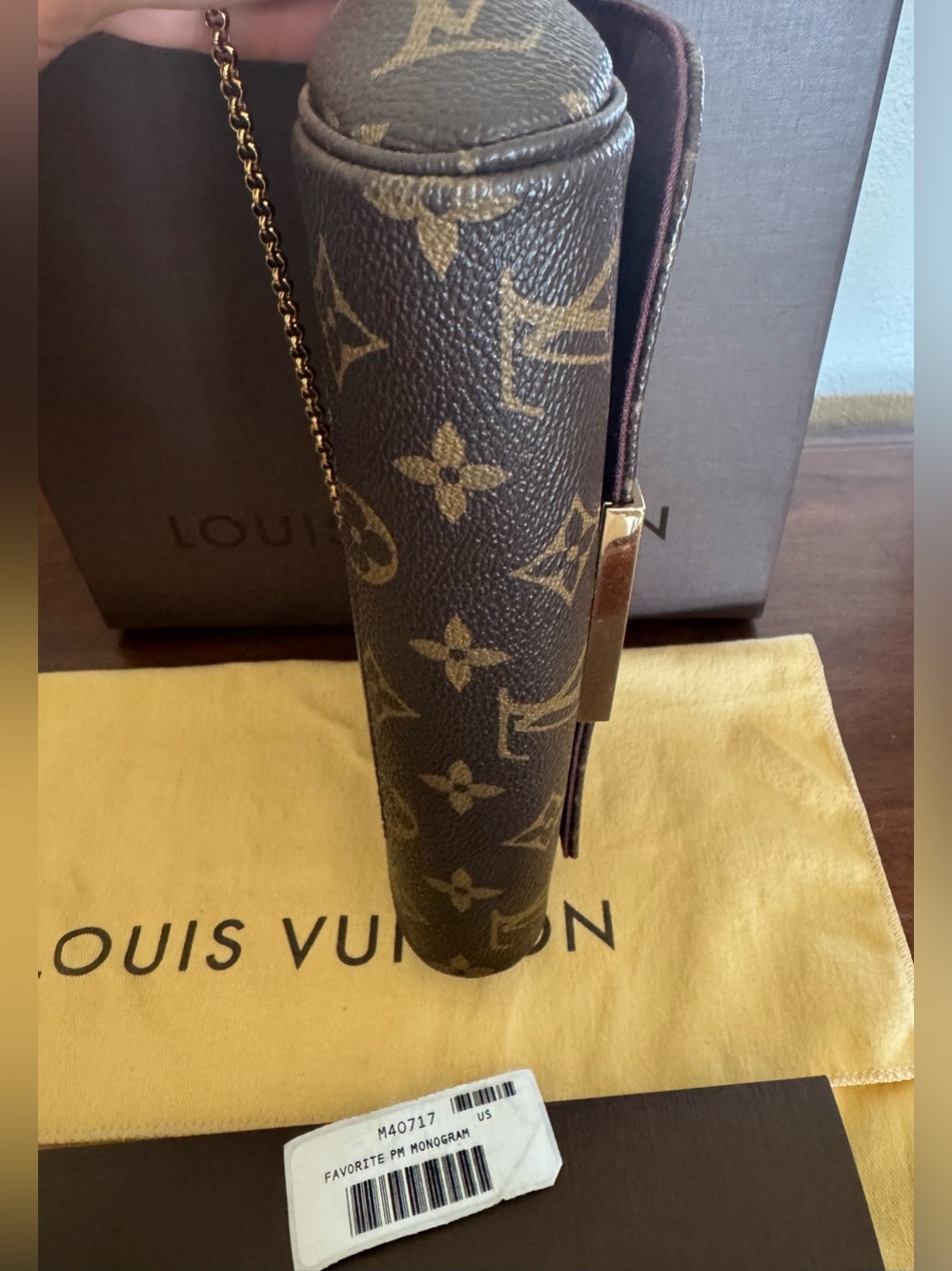 Louis Vuitton Favorite PM Monogram Canvas Brown & Gold Chain Crossbody Bag - Picture 11 of 15